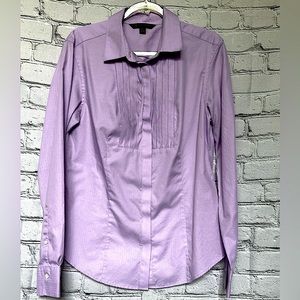 Brooks Brothers Shirt Blouse Purple Ruffle Cotton Flip Cuff Size 6